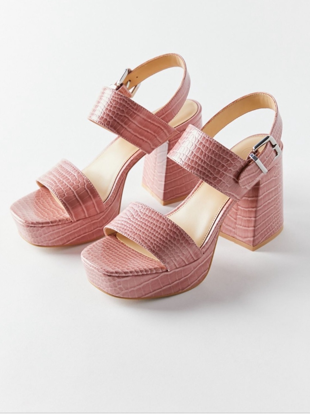 Urban Outfitters Pink Rachel Croc Strappy
Platform Heel Shoes Size 6